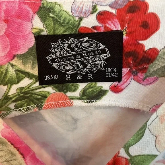 Retro Hearts and Roses 50s Adelaide Roses Swing Dress in Multicolor Size 10 - Picture 5 of 9